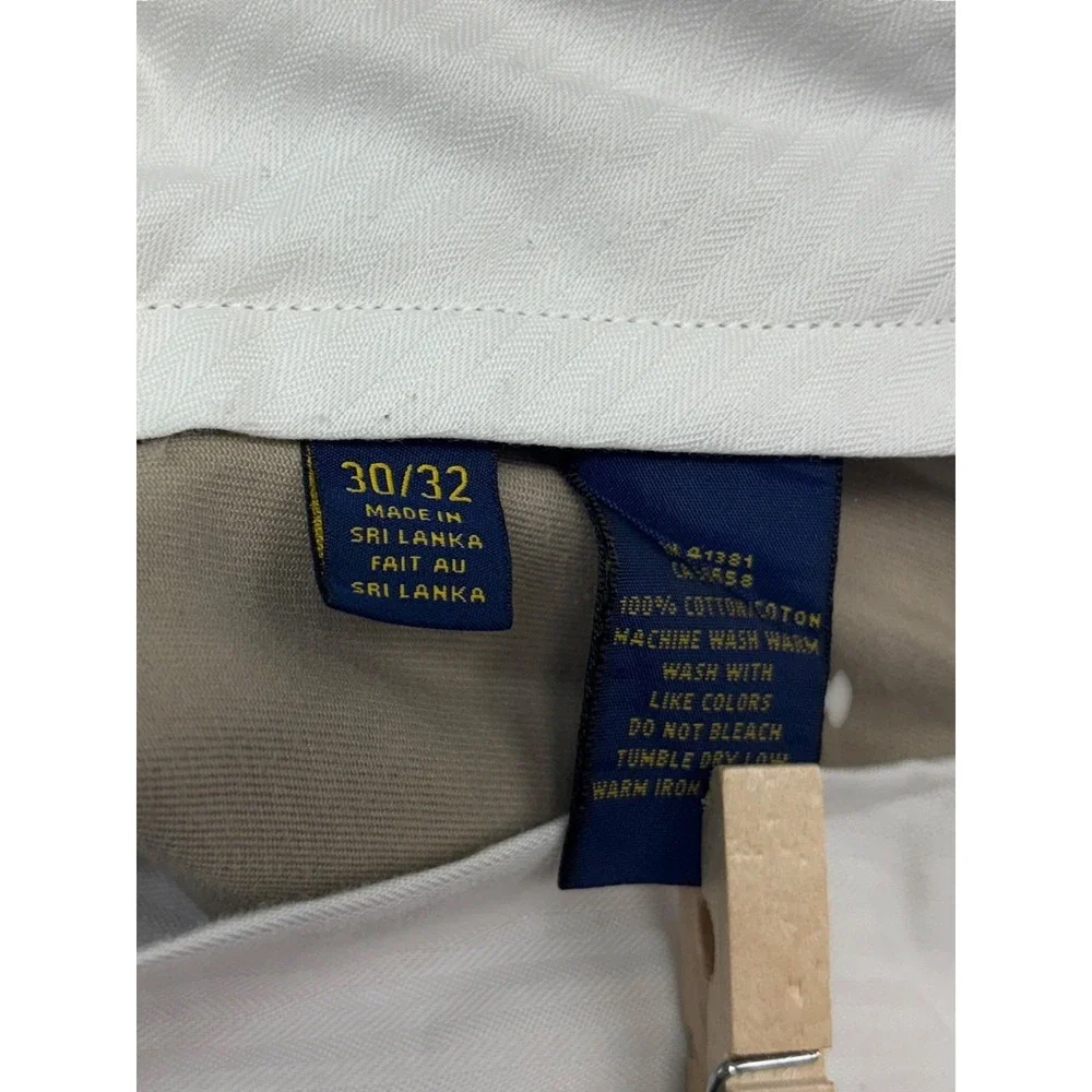 Polo Ralph Lauren 30x32 Khaki Chino Dress Pants Flat Front Cotton Slim Fit Mens